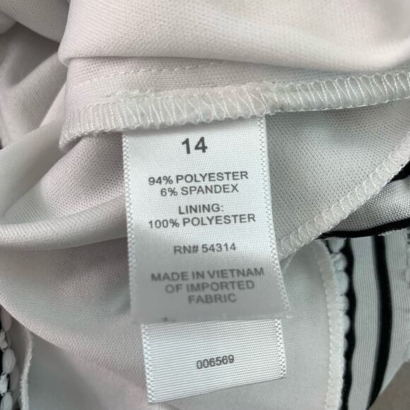 Bisou Bisou Short Sleeve Polka Dots Striped Sheath Dress Size 14 Black & White - Picture 15 of 15